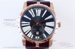 Perfect Replica RD Factory Roger Dubuis Excalibur 42 Black Satin Dial Rose Gold Case 42mm Watch